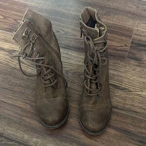 Dark Brown Lace-Up Boots